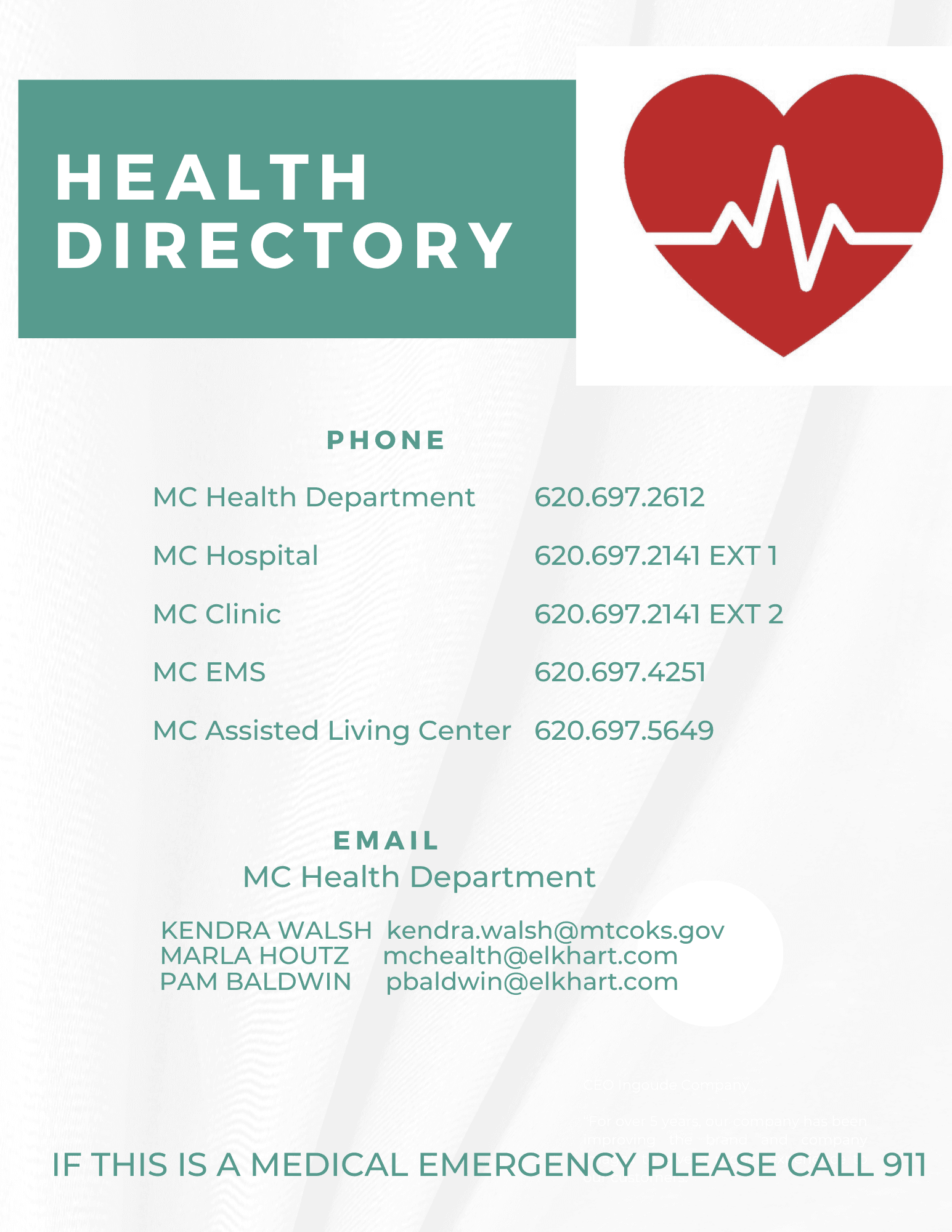 HEALTH PHONE DIRECTORY